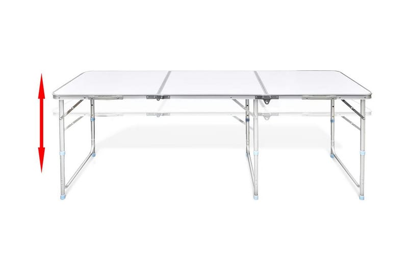 Campingbord med 6 Klappstoler Justerbar Høyde 180 x 60 cm - Hagemøbler - Hagebord - Campingbord