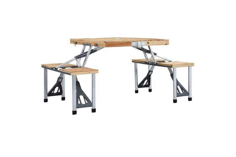 Foldbart campingbord med 4 seter stål aluminium - Hagemøbler - Hagebord - Campingbord