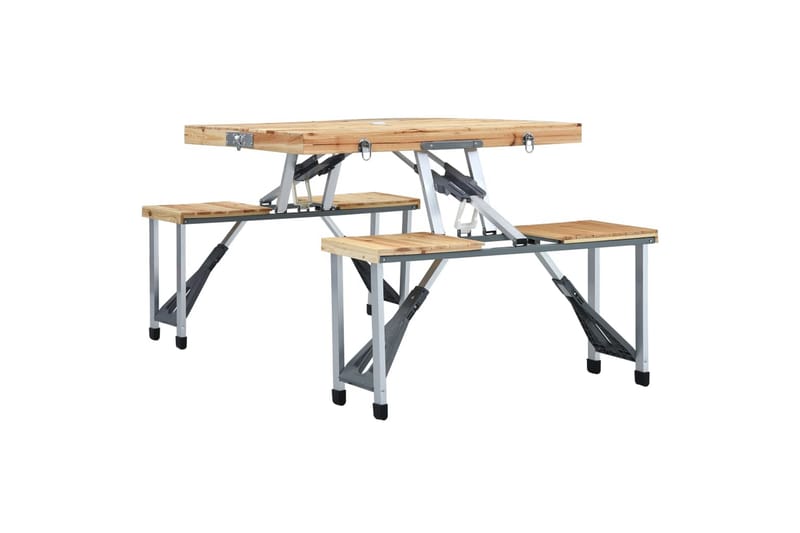 Foldbart campingbord med 4 seter stål aluminium - Hagemøbler - Hagebord - Campingbord