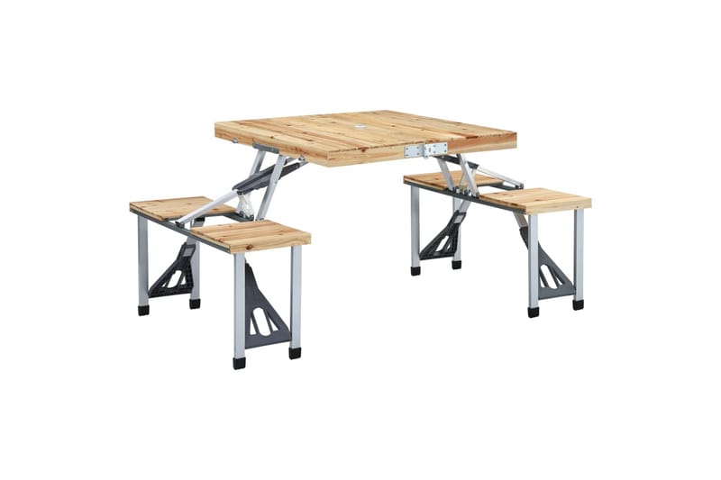 Foldbart campingbord med 4 seter stål aluminium - Hagemøbler - Hagebord - Campingbord
