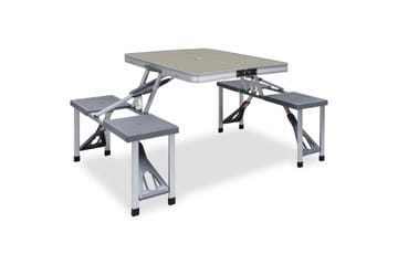 Foldbart campingbord med 4 seter stål aluminium - Hagemøbler - Hagebord - Campingbord