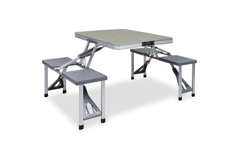 Foldbart campingbord med 4 seter stål aluminium - Hagemøbler - Hagebord - Campingbord