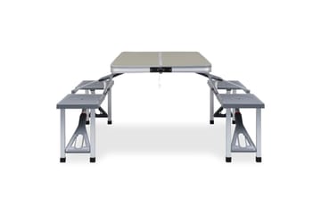 Foldbart campingbord med 4 seter stål aluminium - Hagemøbler - Hagebord - Campingbord