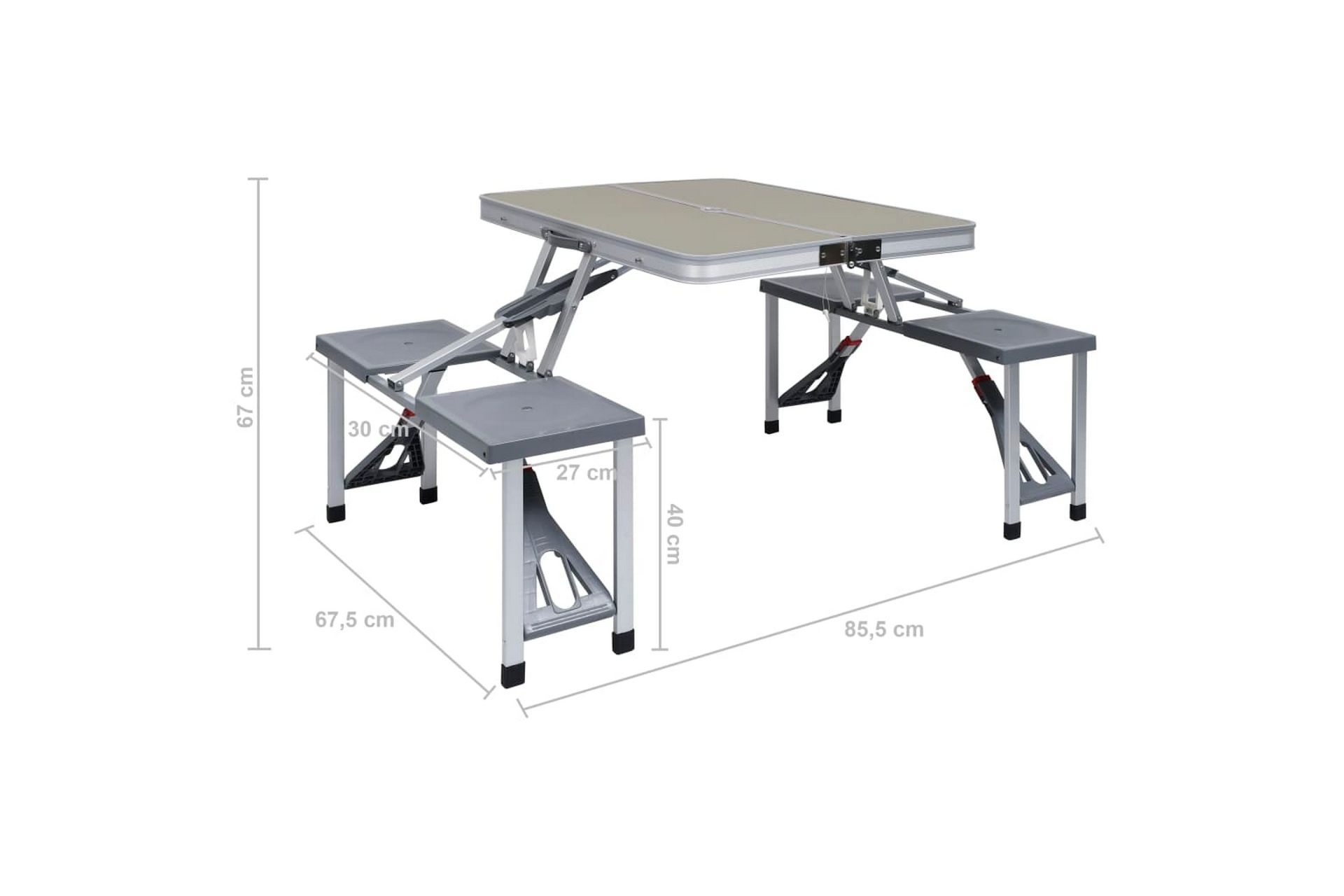Foldbart campingbord med 4 seter stål aluminium - Hagemøbler - Hagebord - Campingbord