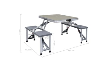 Foldbart campingbord med 4 seter stål aluminium - Hagemøbler - Hagebord - Campingbord