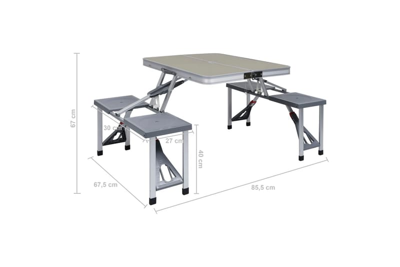 Foldbart campingbord med 4 seter stål aluminium - Hagemøbler - Hagebord - Campingbord