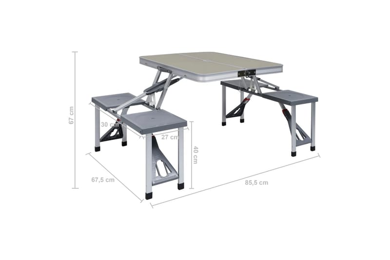 Foldbart campingbord med 4 seter stål aluminium - Campingmøbler - Campingbord