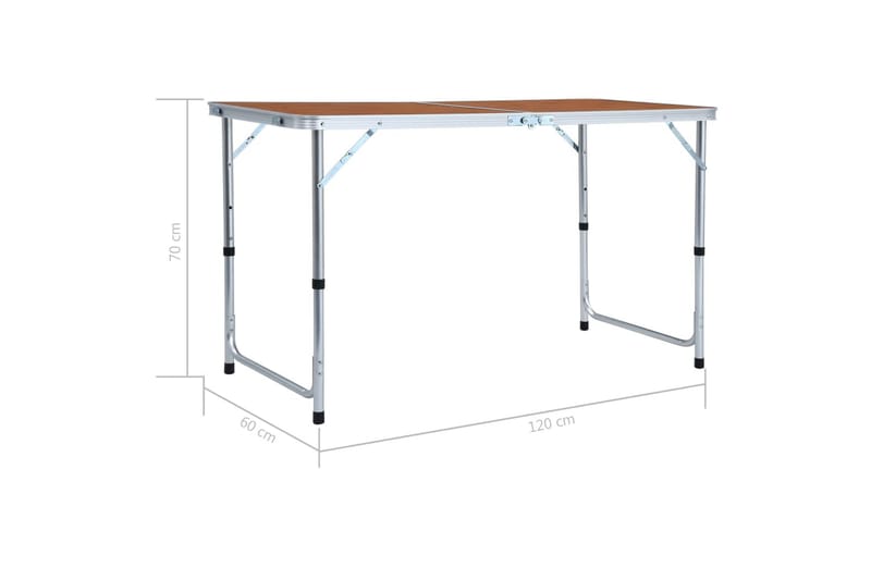 Sammenleggbart campingbord aluminium 120x60 cm - Campingmøbler - Campingbord