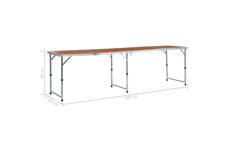 Sammenleggbart campingbord aluminium 240x60 cm - Hagemøbler - Hagebord - Campingbord