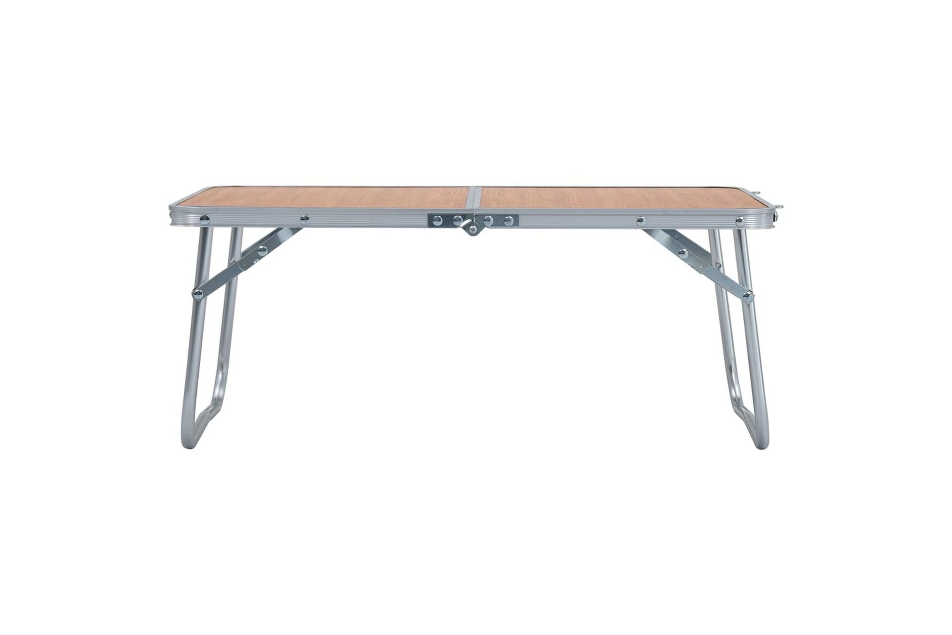 Sammenleggbart campingbord brun aluminium 60x40 cm - Hagemøbler - Hagebord - Campingbord