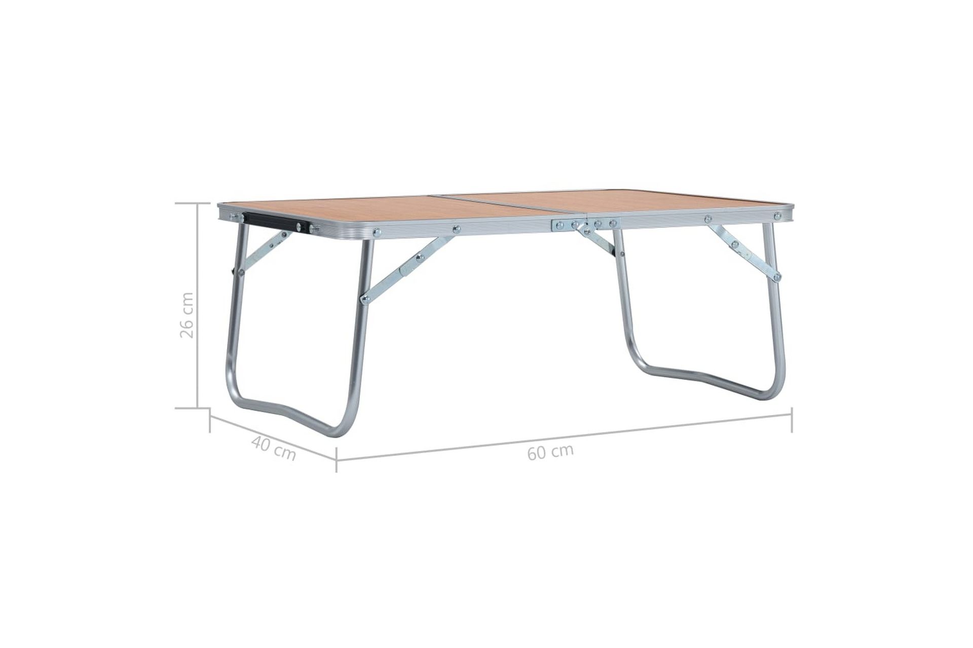 Sammenleggbart campingbord brun aluminium 60x40 cm - Hagemøbler - Hagebord - Campingbord