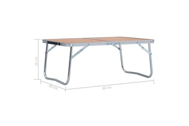 Sammenleggbart campingbord brun aluminium 60x40 cm - Hagemøbler - Hagebord - Campingbord
