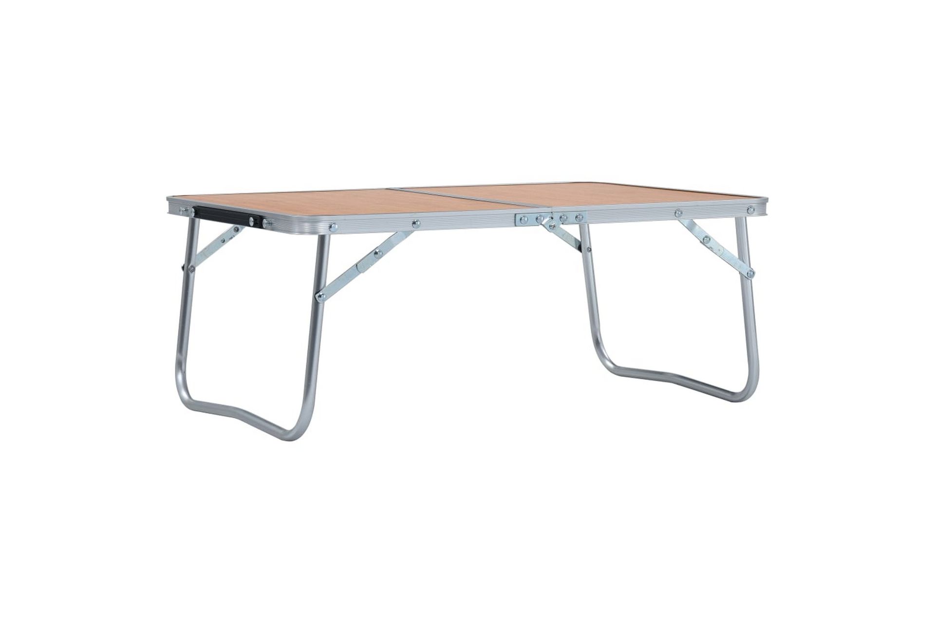 Sammenleggbart campingbord brun aluminium 60x40 cm - Hagemøbler - Hagebord - Campingbord