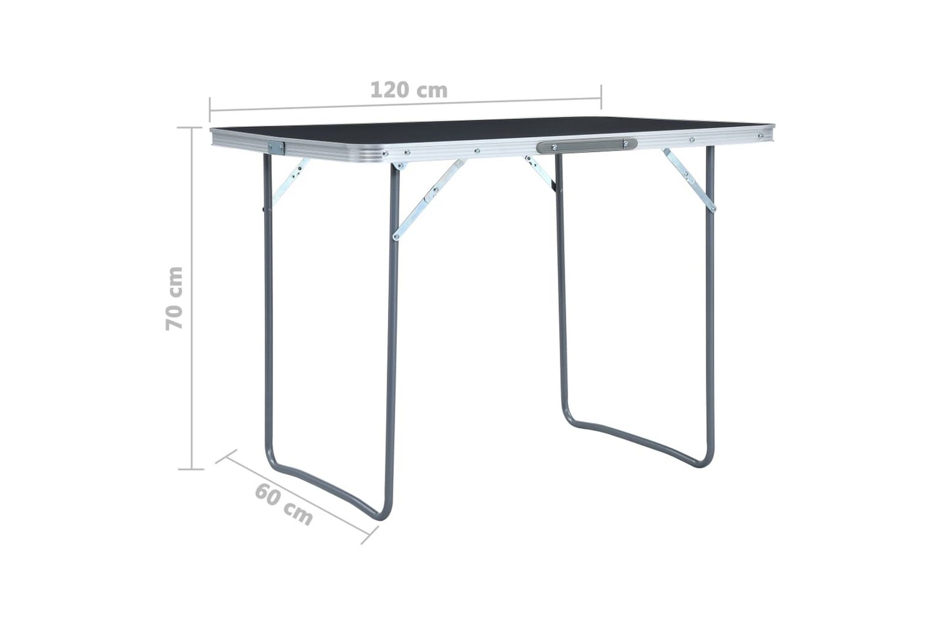 Sammenleggbart campingbord grå aluminium 120x60 cm - Hagemøbler - Hagebord - Campingbord