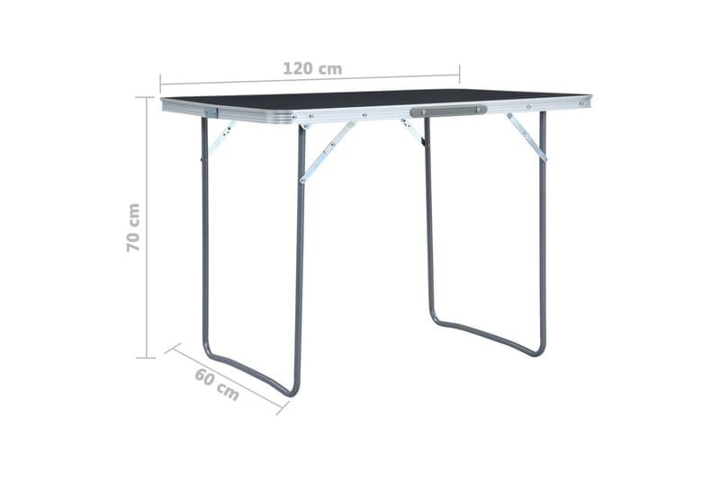 Sammenleggbart campingbord grå aluminium 120x60 cm - Hagemøbler - Hagebord - Campingbord