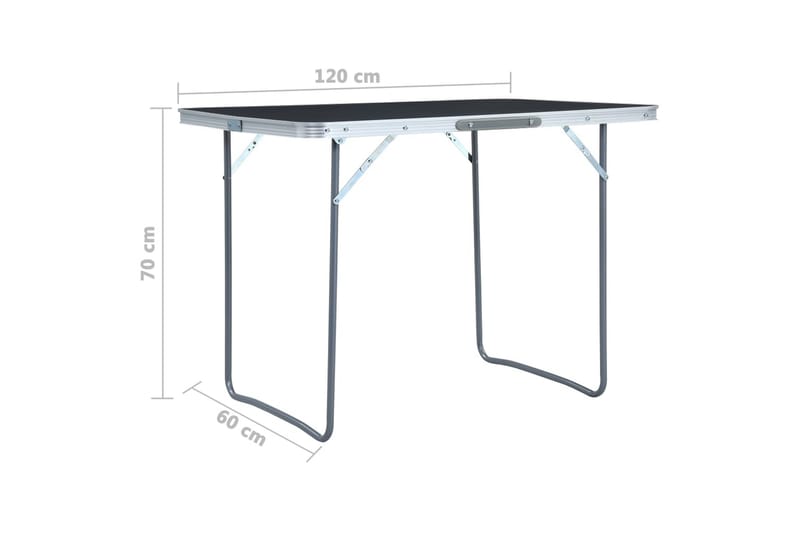 Sammenleggbart campingbord grå aluminium 120x60 cm - Campingbord - Campingmøbler