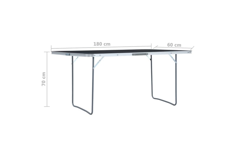 Sammenleggbart campingbord grå aluminium 180x60 cm - Campingmøbler - Campingbord