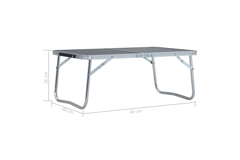 Sammenleggbart campingbord grå aluminium 60x40 cm - Hagemøbler - Hagebord - Campingbord