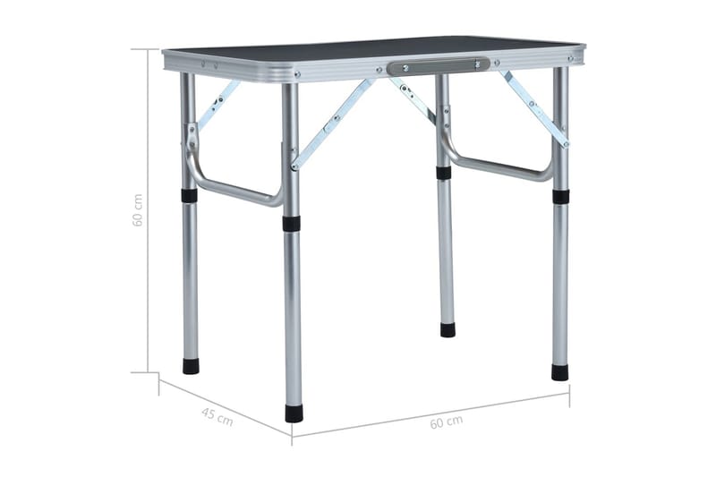 Sammenleggbart campingbord grå aluminium 60x45 cm - Hagemøbler - Hagebord - Campingbord