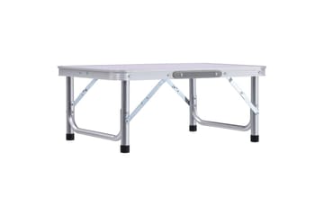 Sammenleggbart campingbord hvit aluminium 60x45 cm - Hagemøbler - Hagebord - Campingbord