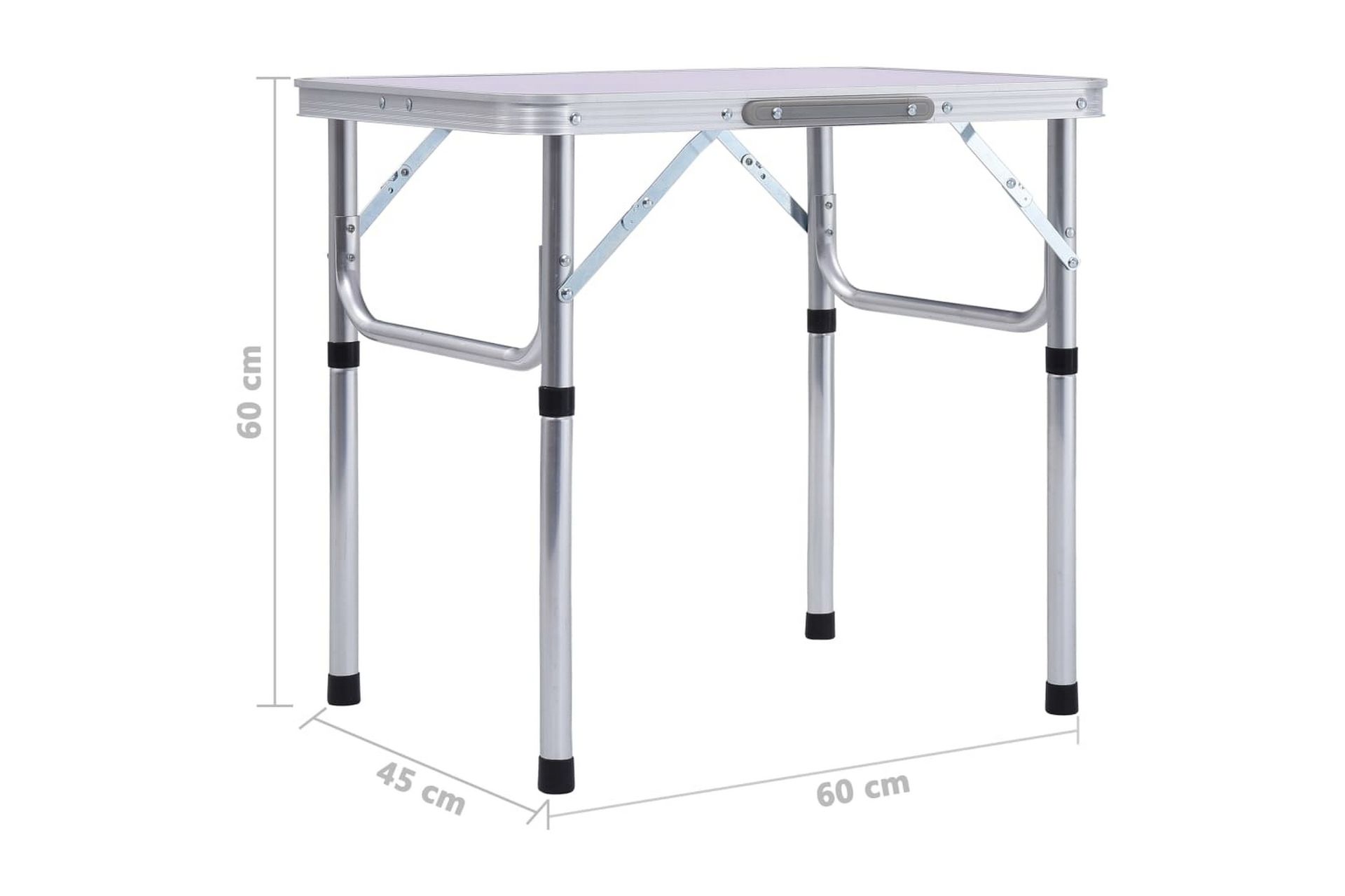 Sammenleggbart campingbord hvit aluminium 60x45 cm - Hagemøbler - Hagebord - Campingbord