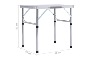 Sammenleggbart campingbord hvit aluminium 60x45 cm - Hagemøbler - Hagebord - Campingbord