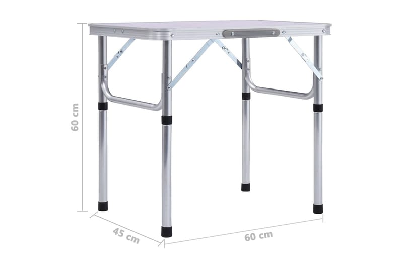 Sammenleggbart campingbord hvit aluminium 60x45 cm - Hagemøbler - Hagebord - Campingbord