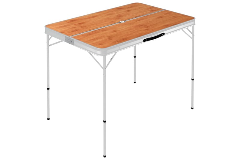 Sammenleggbart campingbord med 2 benker aluminium brun - Brun - Hagemøbler - Hagebord - Campingbord