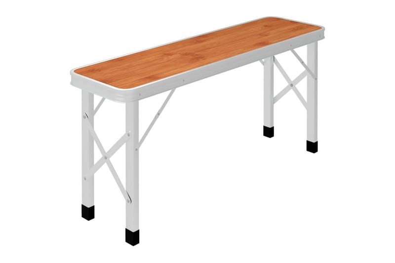 Sammenleggbart campingbord med 2 benker aluminium brun - Brun - Hagemøbler - Hagebord - Campingbord