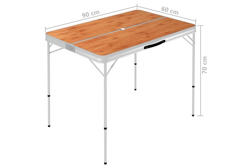 Sammenleggbart campingbord med 2 benker aluminium brun - Brun - Campingmøbler - Campingbord
