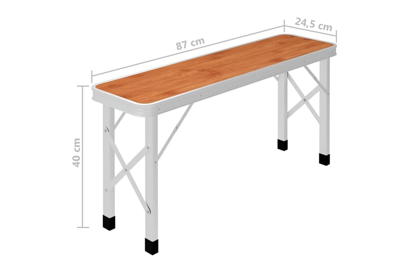 Sammenleggbart campingbord med 2 benker aluminium brun - Brun - Hagemøbler - Hagebord - Campingbord