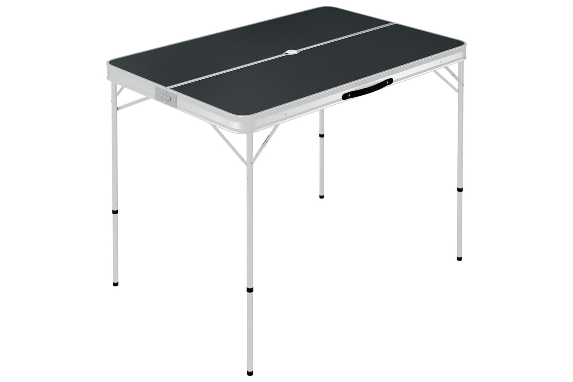 Sammenleggbart campingbord med 2 benker aluminium grå - Grå - Hagemøbler - Hagebord - Campingbord