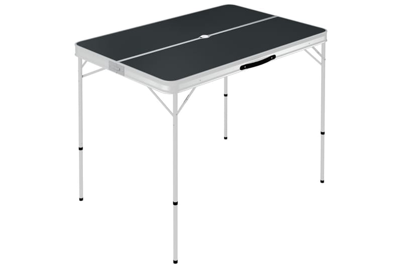 Sammenleggbart campingbord med 2 benker aluminium grå - Grå - Hagemøbler - Hagebord - Campingbord