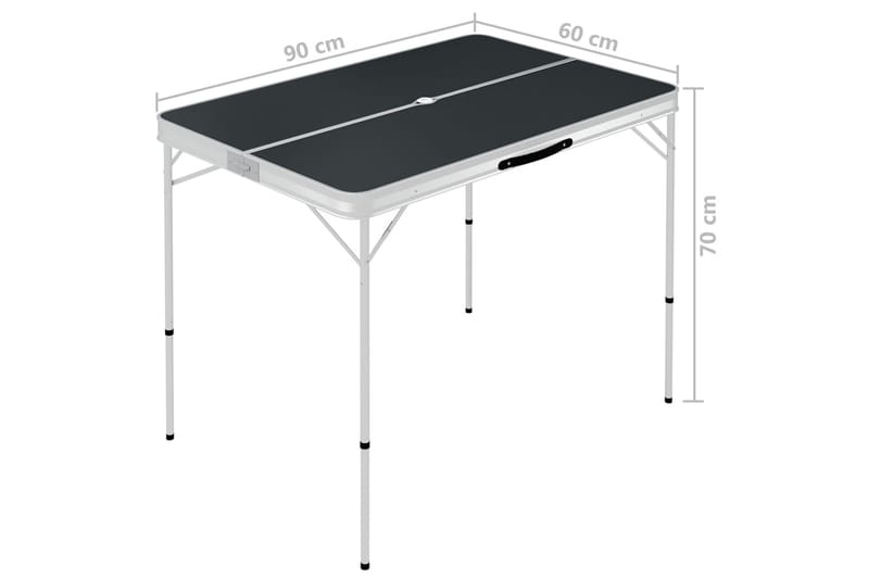 Sammenleggbart campingbord med 2 benker aluminium grå - Grå - Campingmøbler - Campingbord