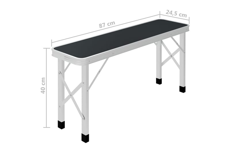 Sammenleggbart campingbord med 2 benker aluminium grå - Grå - Hagemøbler - Hagebord - Campingbord