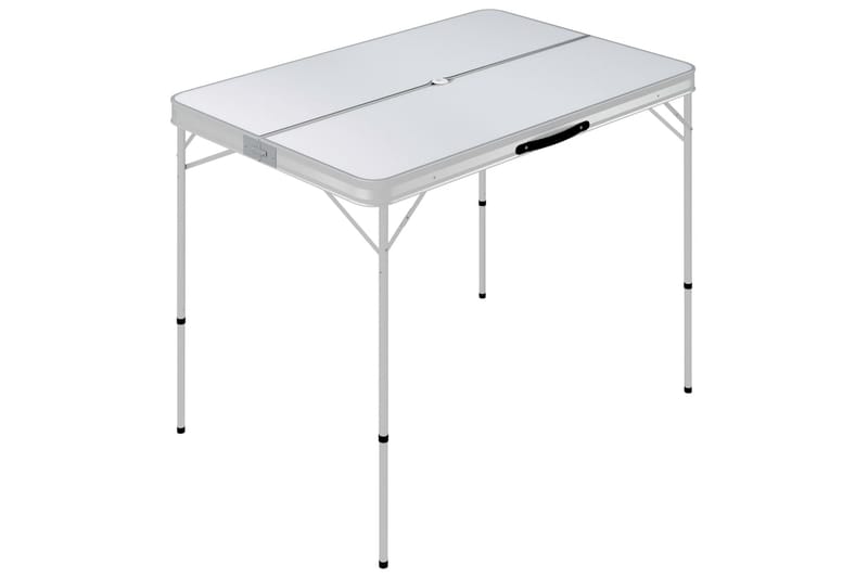 Sammenleggbart campingbord med 2 benker aluminium hvit - Hvit - Campingmøbler - Campingbord