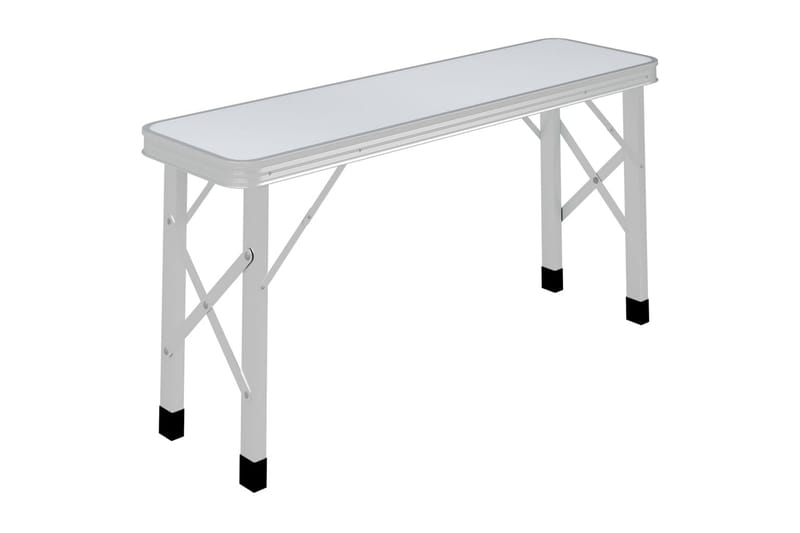 Sammenleggbart campingbord med 2 benker aluminium hvit - Hvit - Campingmøbler - Campingbord