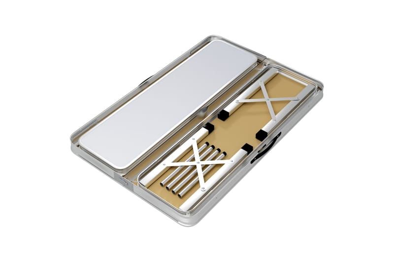 Sammenleggbart campingbord med 2 benker aluminium hvit - Hvit - Hagemøbler - Hagebord - Campingbord