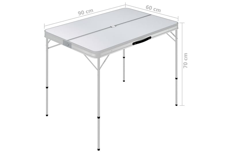 Sammenleggbart campingbord med 2 benker aluminium hvit - Hvit - Campingmøbler - Campingbord