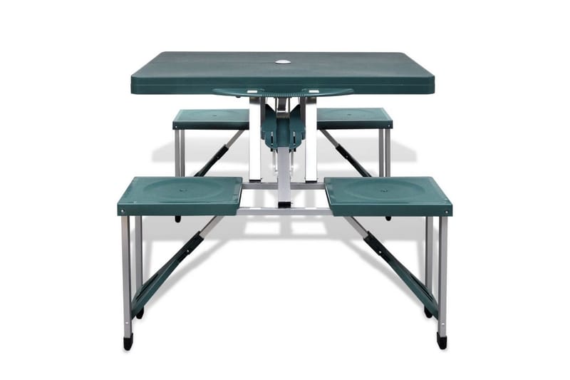 Sammenleggbart campingbord med 4 stoler grønn - Hagemøbler - Hagebord - Campingbord