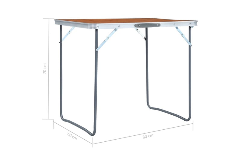 Sammenleggbart campingbord med metallramme 80x60 cm - Hagemøbler - Hagebord - Campingbord