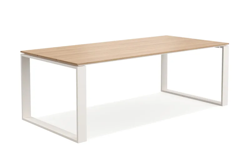 Devon stort rektangulært utendørs spisebord 210x100 cm i aluminium - Beige - Hagemøbler - Hagebord - Spisebord ute