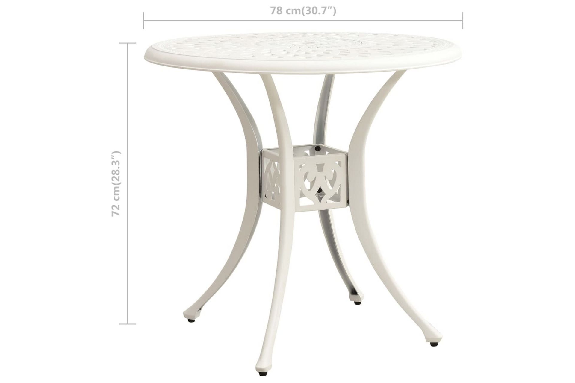 Hagebord hvit 78x78x72 cm støpt aluminium - Hvit - Hagemøbler - Hagebord - Spisebord ute