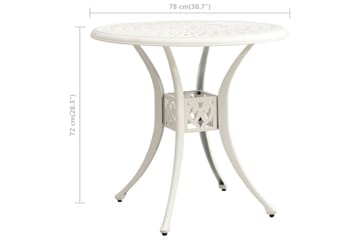 Hagebord hvit 78x78x72 cm støpt aluminium - Hvit - Hagemøbler - Hagebord - Spisebord ute