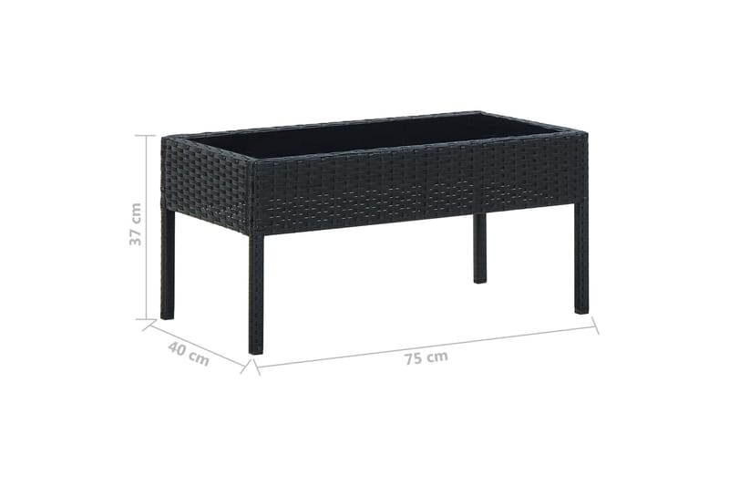 Hagebord svart 75x40x37 cm polyrotting - Svart - Hagemøbler - Hagebord - Spisebord ute