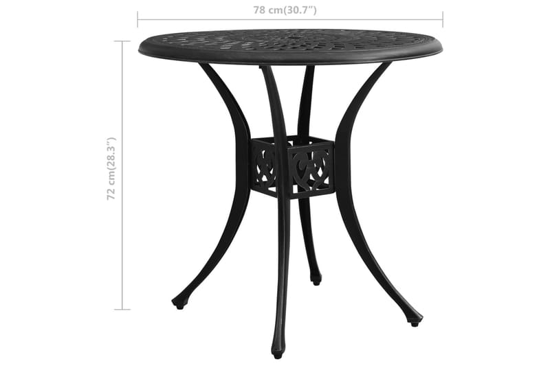Hagebord svart 78x78x72 cm støpt aluminium - Svart - Hagemøbler - Hagebord - Spisebord ute