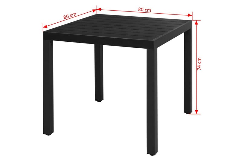 Hagebord svart 80x80x74 cm aluminium og WPC - Svart - Spisebord ute