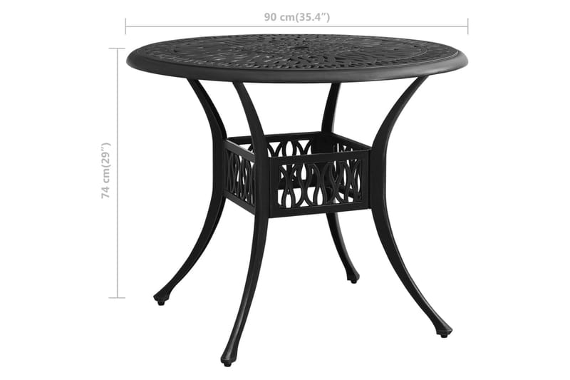 Hagebord svart 90x90x74 cm støpt aluminium - Svart - Spisebord ute