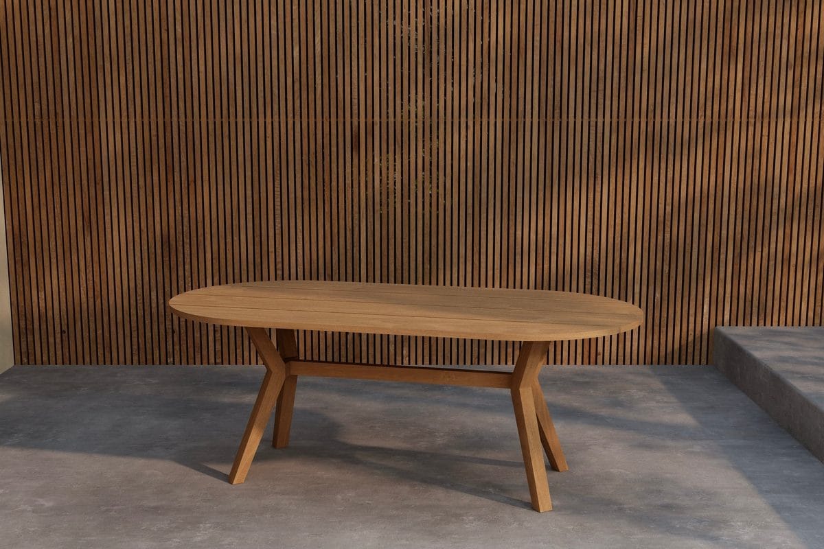 Kenya ovalt spisebord 200 cm utendørs - Natur