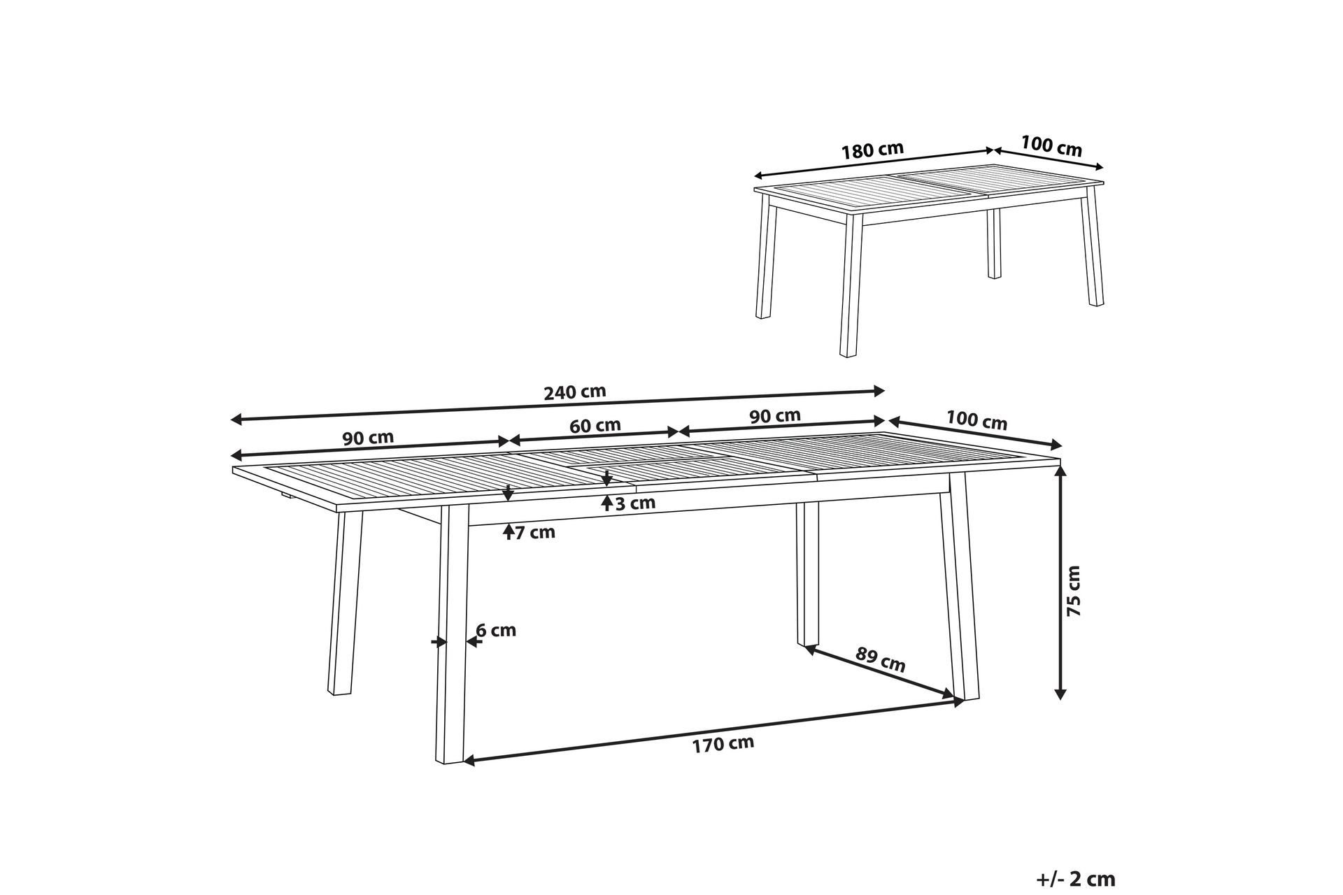Kettelle Spisebord 100x180 cm - Mørkebrun - Hagemøbler - Hagebord - Spisebord ute